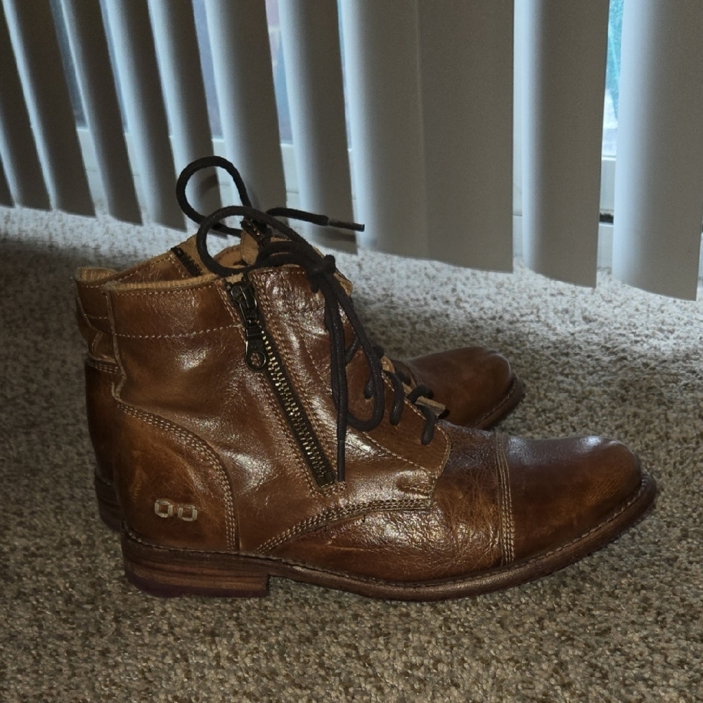 Bed Stu Brown Ankle Boots with Brogue Detailing